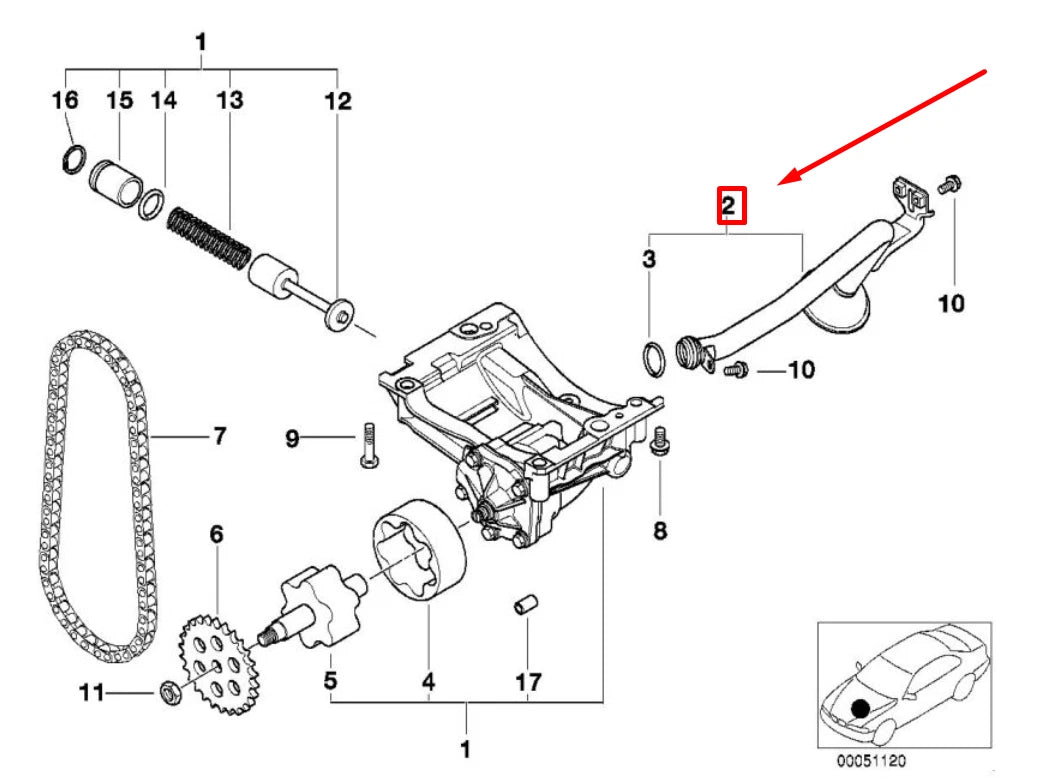 NEW BMW 3 E46 OIL SUCTION PIPE 7503258 11417503258 ORIGINAL