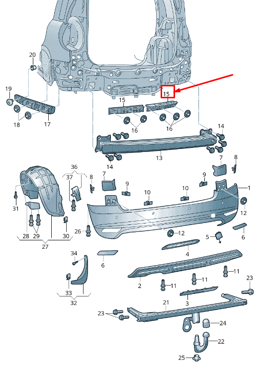 new skoda yeti 5l rear right bumper clip strip 5l6807864a original