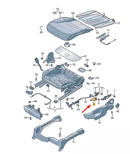 NEW VW TOUAREG 7P FRONT RIGHT SEAT HEIGHT ADJUST. HANDLE 7P6882252A95T