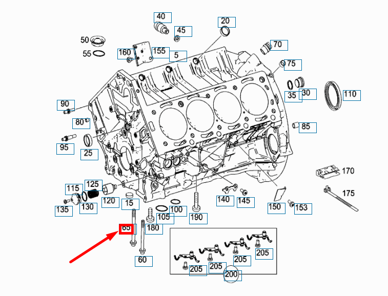 NEW MERCEDES-BENZ ML W164 CRANKSHAFT MAIN BEARING CAP BOLT A1560110371 ORIGINAL