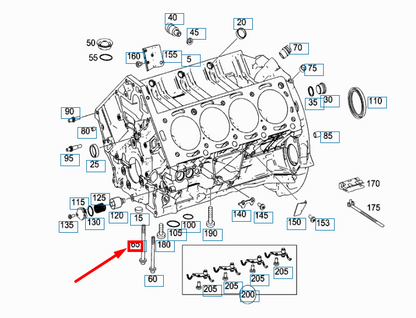 NEW MERCEDES-BENZ ML W164 CRANKSHAFT MAIN BEARING CAP BOLT A1560110371 ORIGINAL