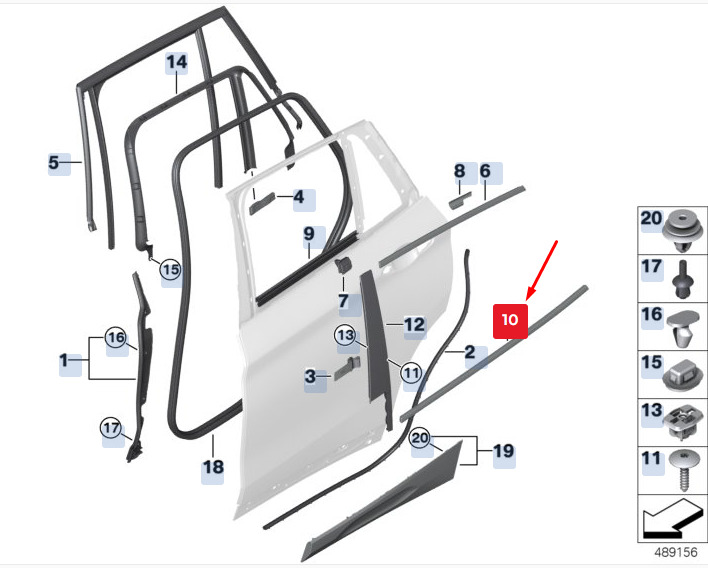 new bmw x2 f39 rear left outer door channel seal 51357420841 7420841 original