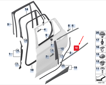 new bmw x2 f39 rear left outer door channel seal 51357420841 7420841 original