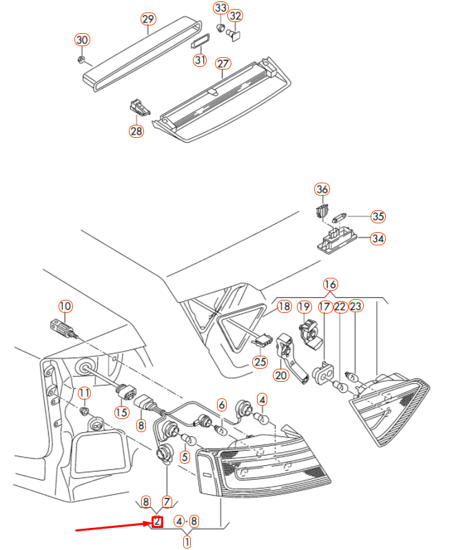NEW AUDI A5 CABRIO 8F REAR TAILLIGHT BULB HOLDER HARNESS 8T0945221A ORIGINAL