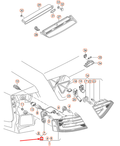 NEW AUDI A5 CABRIO 8F REAR TAILLIGHT BULB HOLDER HARNESS 8T0945221A ORIGINAL