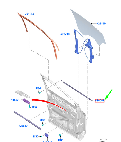 new ford kuga mk2 c520 front right door belt weatherstip 2430400 original