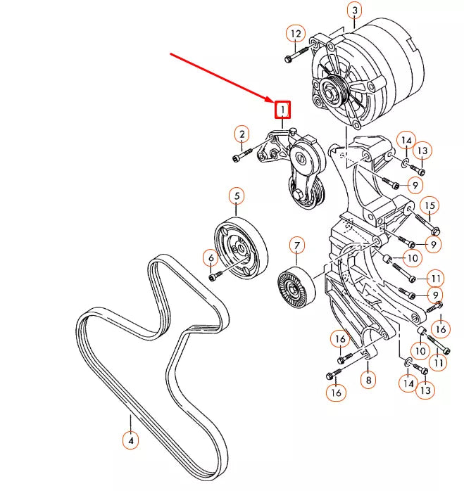 NEW AUDI Q7 4L BELT TENSIONER DAMPER 022145299E ORIGINAL