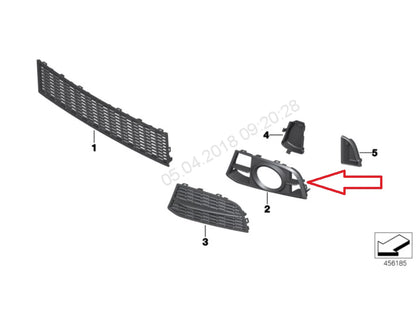 NEW BMW 5 F10 RIGHT FOG LIGHT GRILLE M SPORT 51118059002 8059002 2015 ORIGINAL
