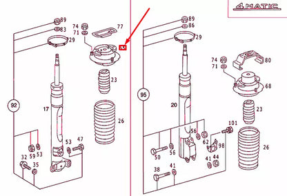 NEW MERCEDES-BENZ E W124 FRONT STRUT RUBBER MOUNTING A1243201444 ORIGINAL