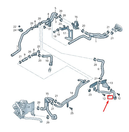 NEW AUDI Q5 8R AUXILIARY HEATER COOLANT PIPE 8R0819377M ORIGINAL