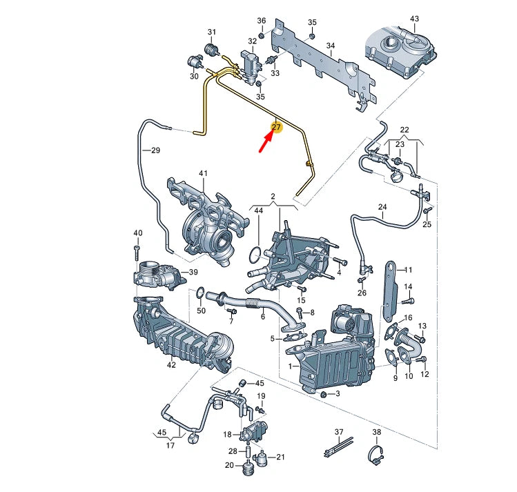 NEW VOLKSWAGEN TRANSPORTER T6 FURGON VACUUM TUBE 7E0129458AG ORIGINAL
