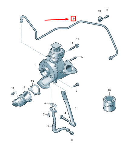 new audi a4 avant b8 turbocharger oil feed pipe 03l145771as original