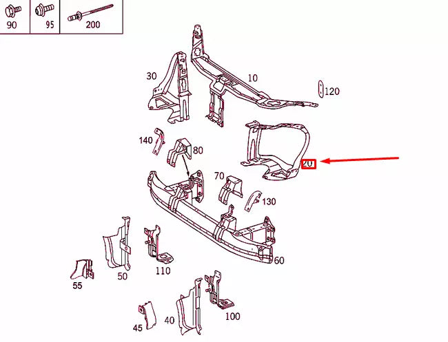 NEW MERCEDES-BENZ S W220 FRONT LEFT LIGHTING UNIT STIFFENING A2206200572