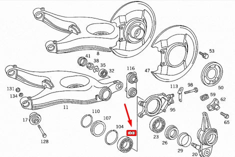 NEW MB SL R107 REAR AXLE CALIPER SUPPORT BALL BEARING A0039812225 ORIGINAL