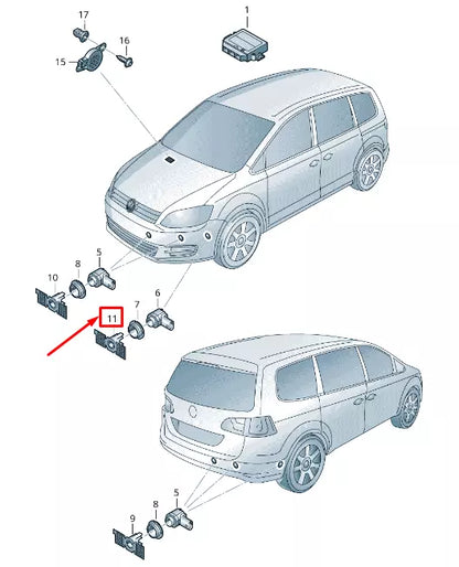 NEW VW SHARAN 7N FRONT LEFT PARKING SENSOR BRACKET 7N0919493BGRU