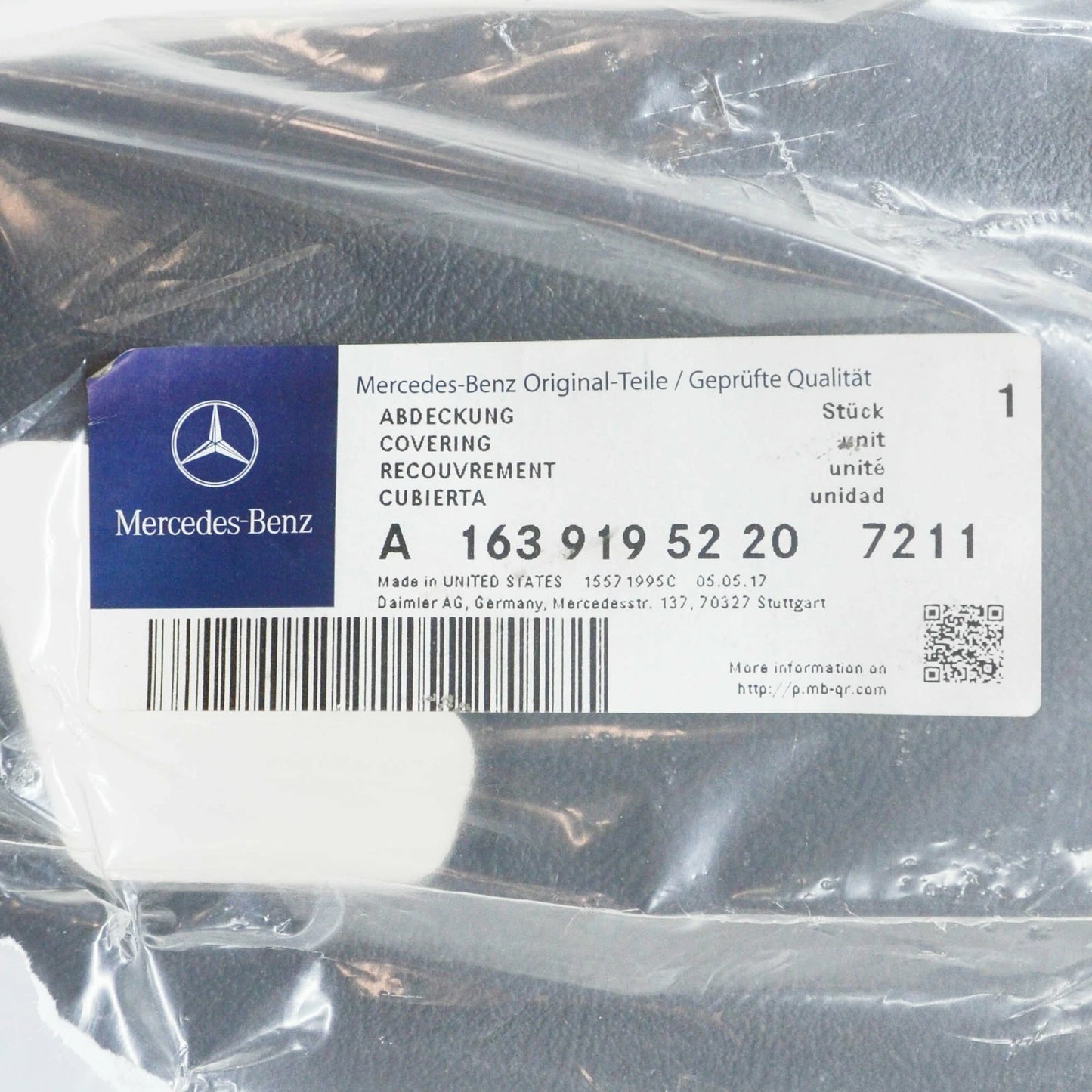 NEW MB ML W163 FRONT SEAT RIGHT TOP OUTSIDE COVER A16391952207211