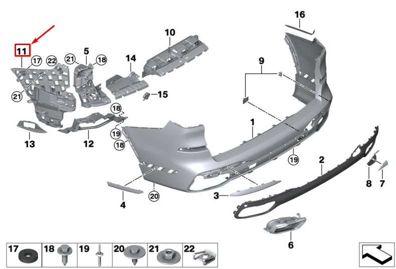 new bmw x7 g07 rear right bumper mount 51128069904 original