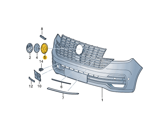NEW VW TRANSPORTER T6 FRONT RADIATOR GRILLE BADGE INSERT 7LA853343A ORIGINAL
