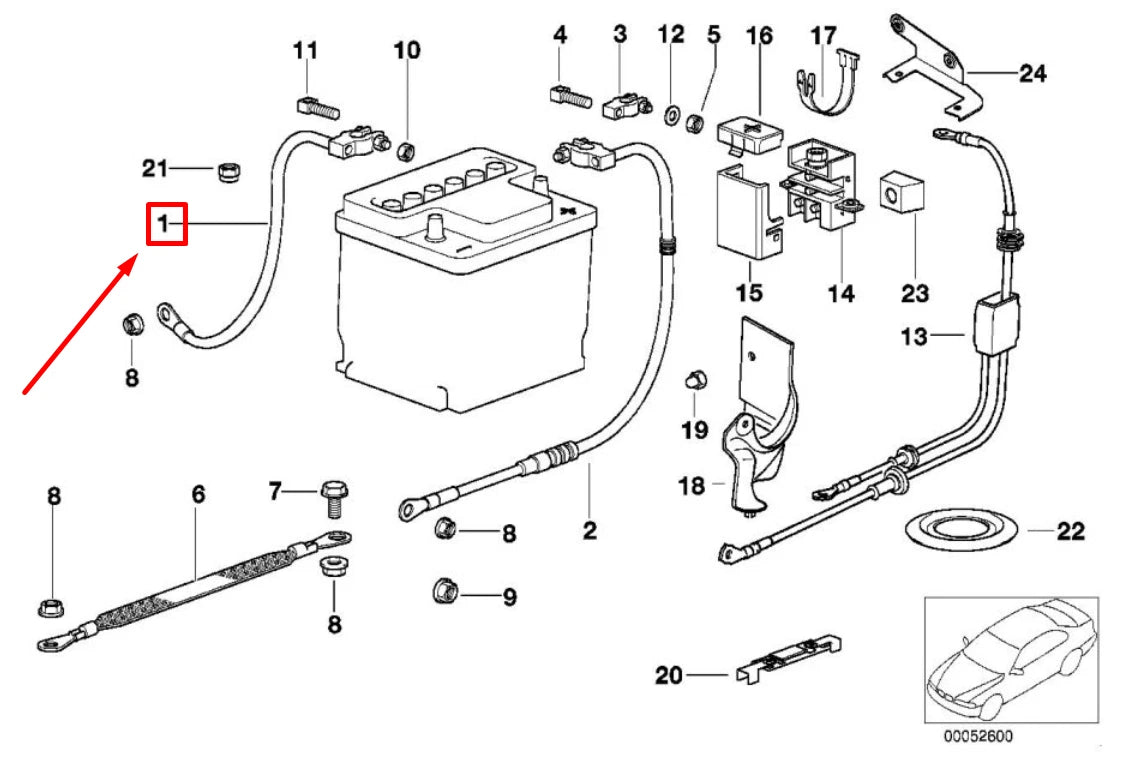 NEW BMW 3 COMPACT E36 NEGATIVE BATTERY CABLE 12421732227 1732227 ORIGINAL