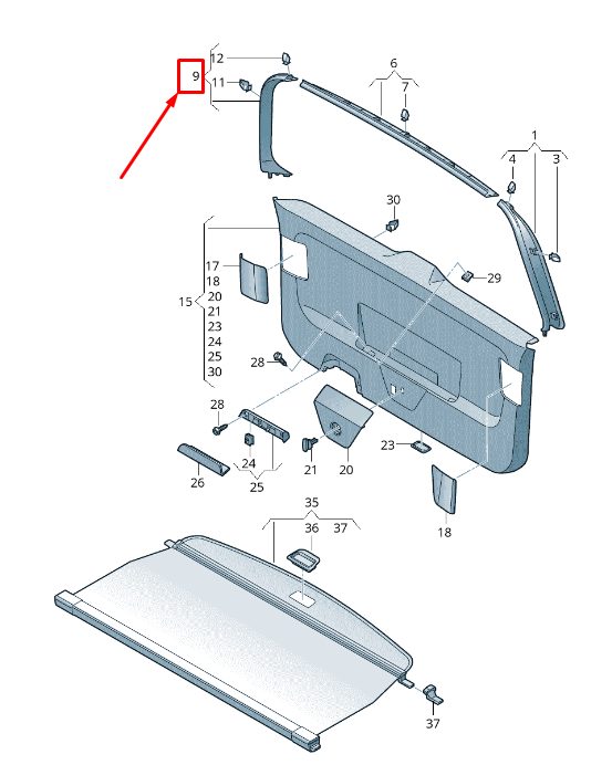 NEW VW TOURAN 5T RIGHT UPPER REAR LID TRIM PANEL 5TA867704B82V ORIGINAL