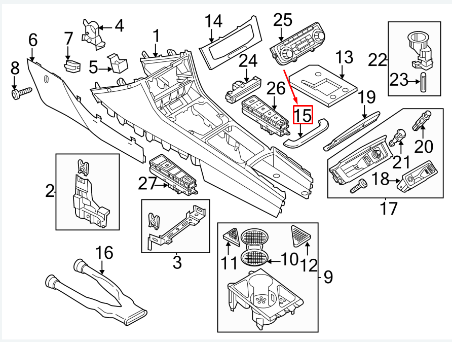 new vw cc 35 center console rear trim panel 3aa863324yi2 original
