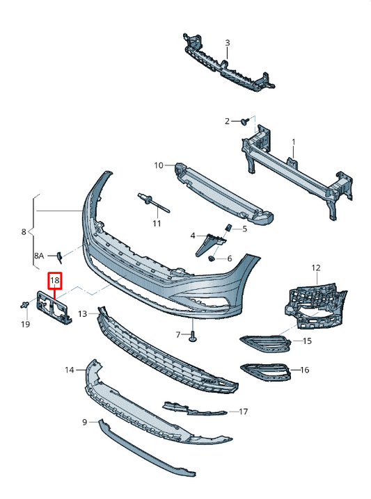NEW VOLKSWAGEN JETTA MK7 A7 FRONT BUMPER NUMBER HOLDER 17A8072879B9 ORIGINAL