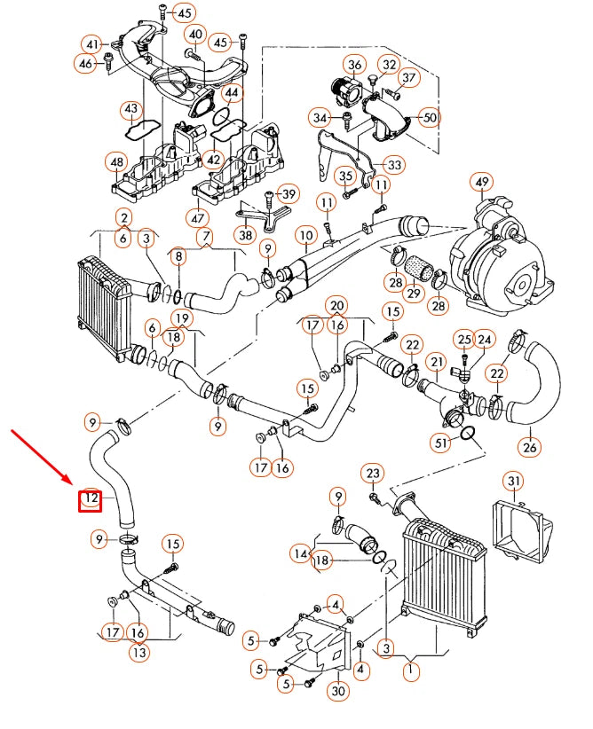 NEW AUDI Q7 4L CHARGE AIR COOLER PRESSURE HOSE 7L0145737 ORIGINAL