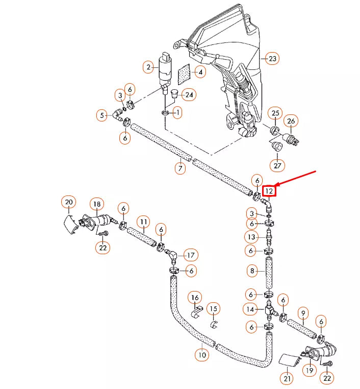 NEW AUDI A6 C6 HEADLIGHT WASHER SYSTEM CONNECTING PART 1J0955665E ORIGINAL