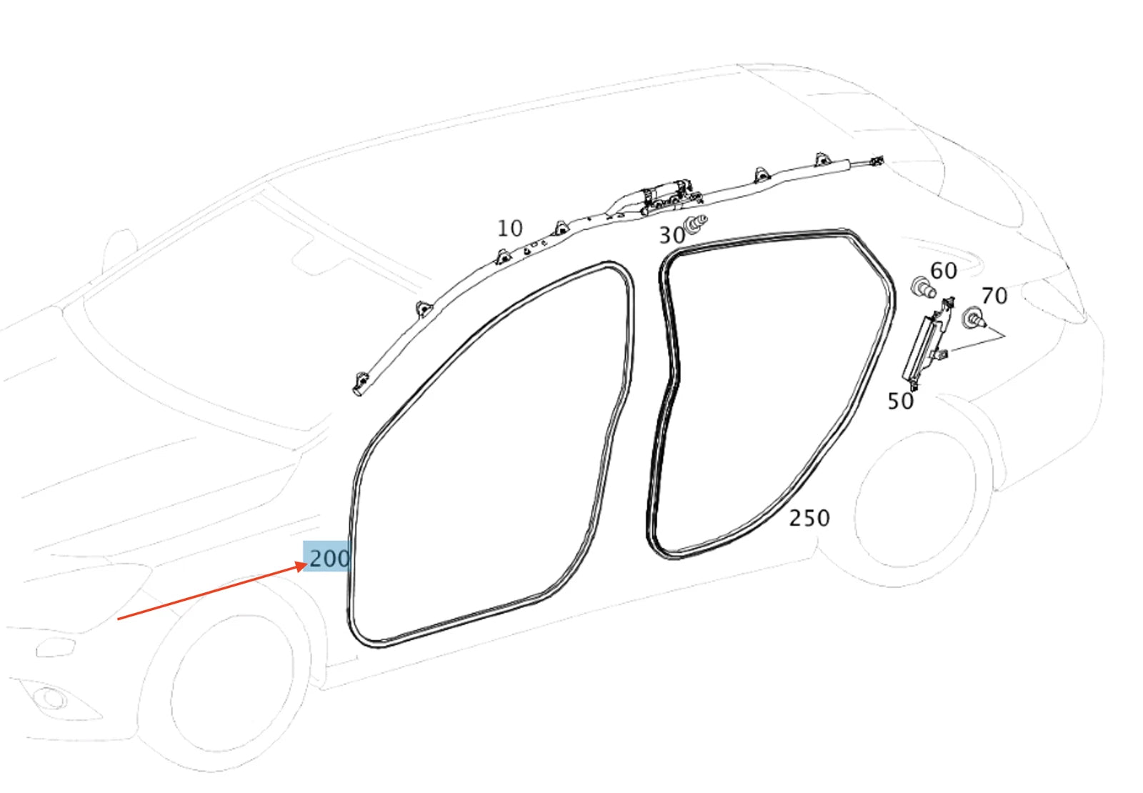 NEW MERCEDES-BENZ CLA COUPE C117 FRONT DOOR SEAL A1176920076 ORIGINAL
