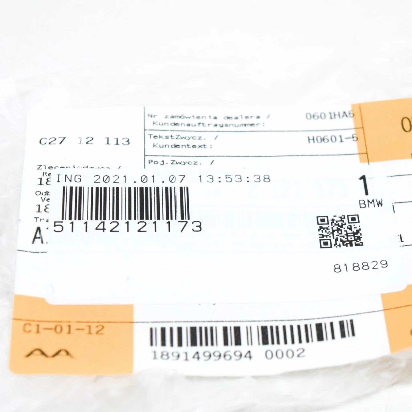 NEW BMW 3 COUPE E92 LABEL "ORIGINAL BMW TEILE" 51142121173 ORIGINAL