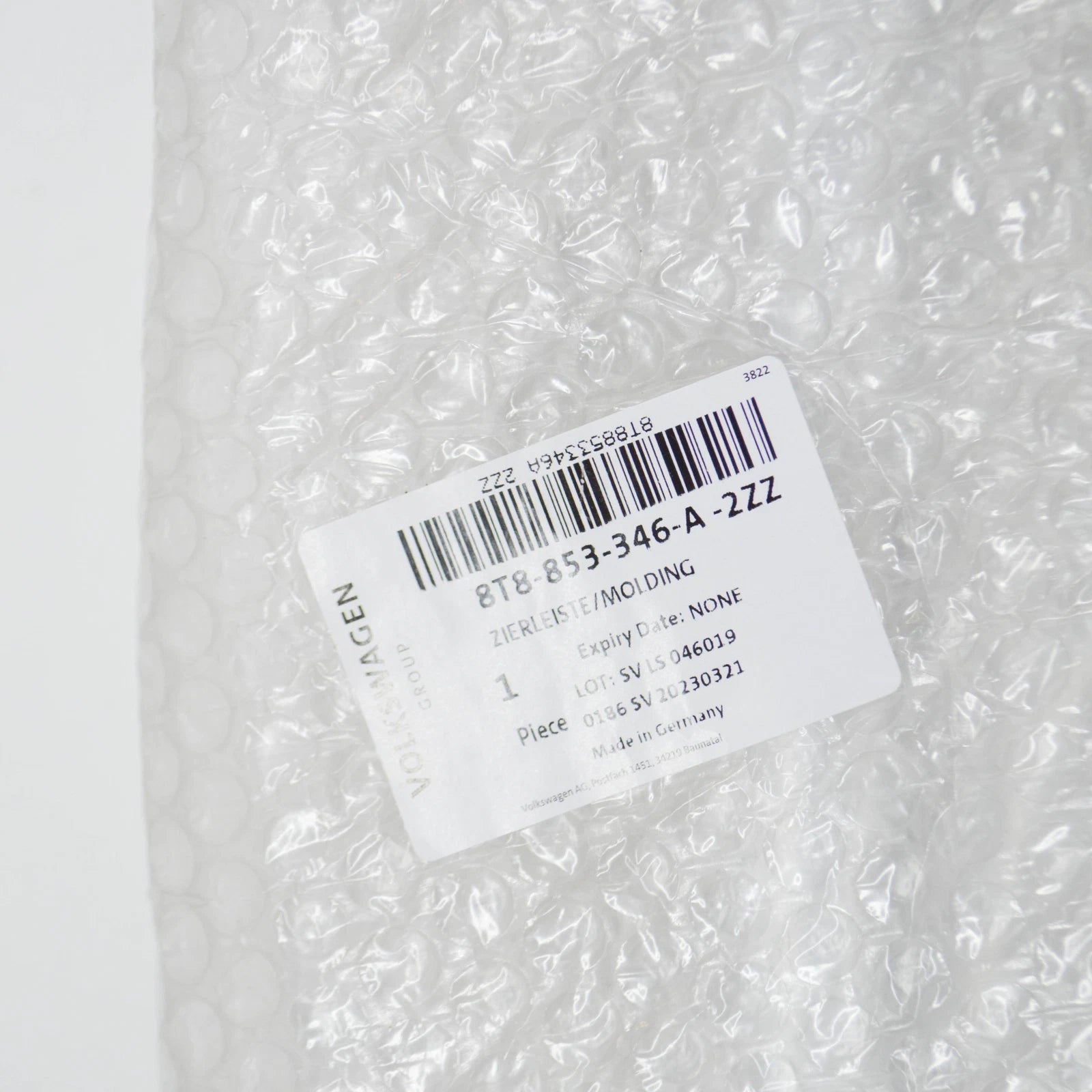 NEW AUDI A5 8T REAR RIGHT QUARTER WINDOW MOLDING 8T8853346A2ZZ ORIGINAL