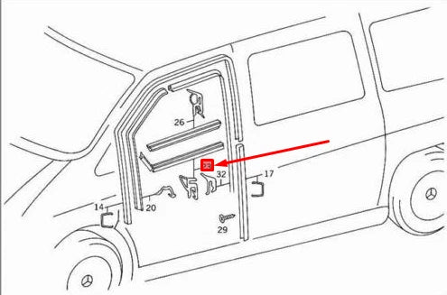 NEW MERCEDES-BENZ VITO 638 LEFT INSIDE DOOR WINDOW SEAL A6387250023