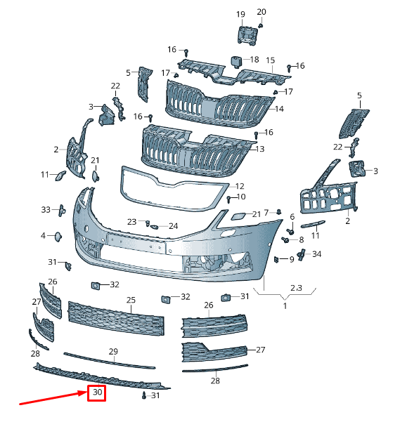 new skoda octavia 5e mk3 front lower closing element 5e0807611d9b9 original