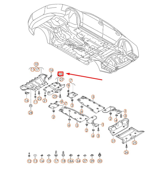 NEW AUDI A8 D4 FRONT REARWARD RADIATOR SUPPORT SPLASH SHIELD 4H0825236N ORIGINAL