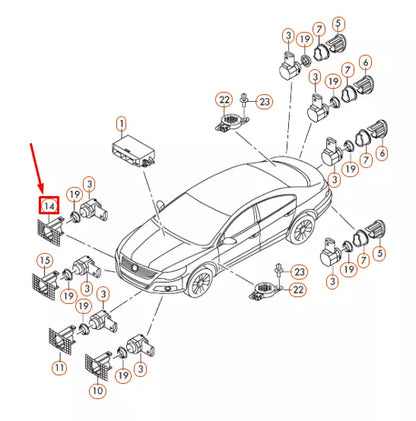 NEW VW PASSAT CC FRONT RIGHT ULTRASOUND SENSOR RETAINER 3C8919494 ORIGINAL