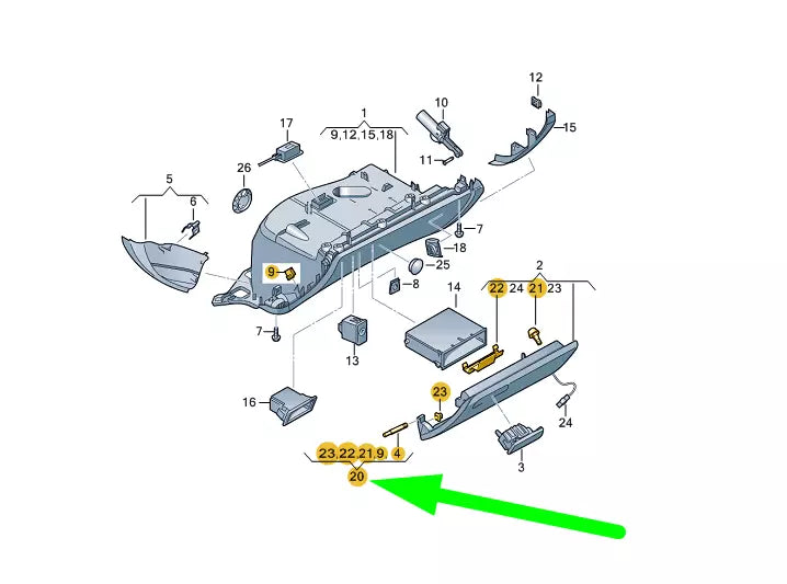 NEW AUDI A1 MK1 GLOVE COMPARTMENT SUNDRY PARTS KIT 8X0898035 ORIGINAL
