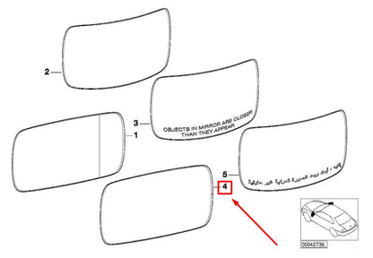NEW BMW 5 E60 FRONT LEFT DOOR MIRROR GLASS 51167065083 7065083 ORIGINAL