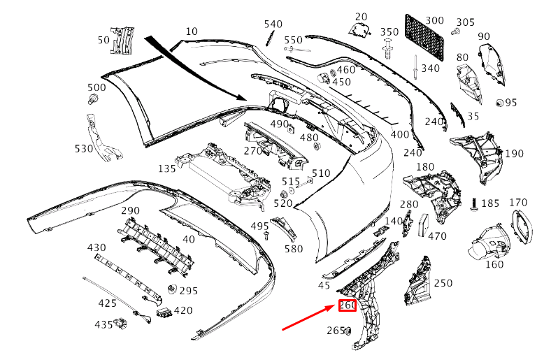 new mercedes-benz e c238 rear left bumper lateral support a2388803500 original
