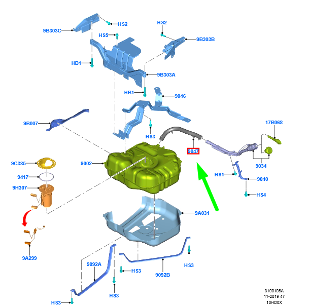 new ford transit custom mk1 fuel tank filler pipe hose 2448819 original