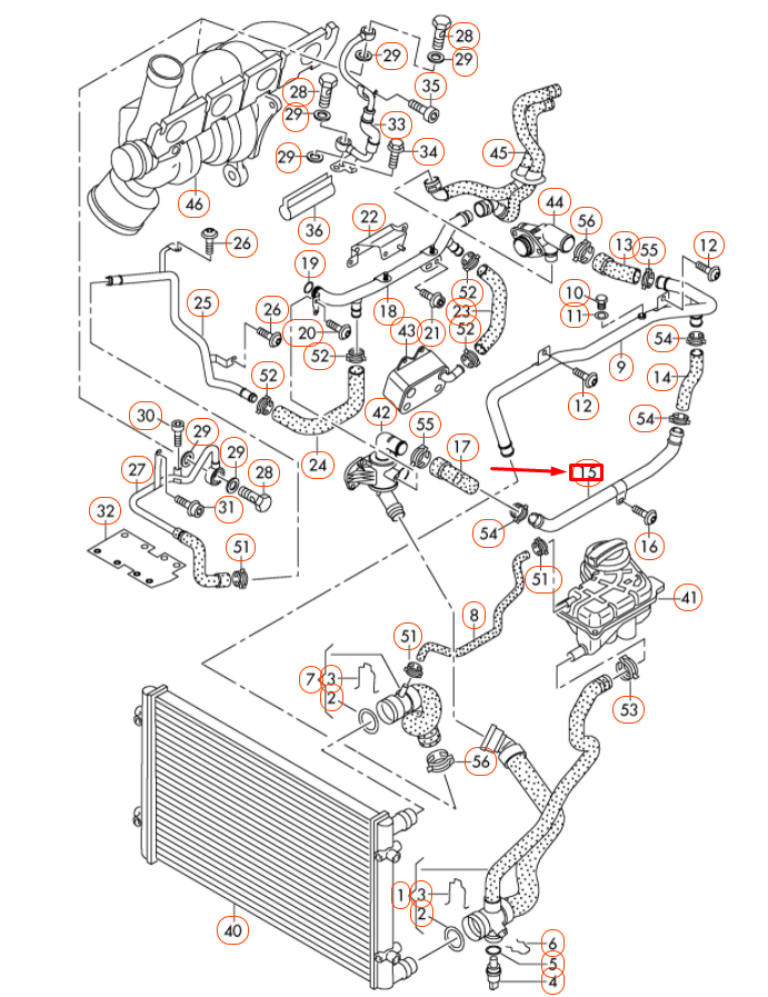 NEW AUDI A4 B7 ENGINE COOLANT PIPE 06D121065L ORIGINAL
