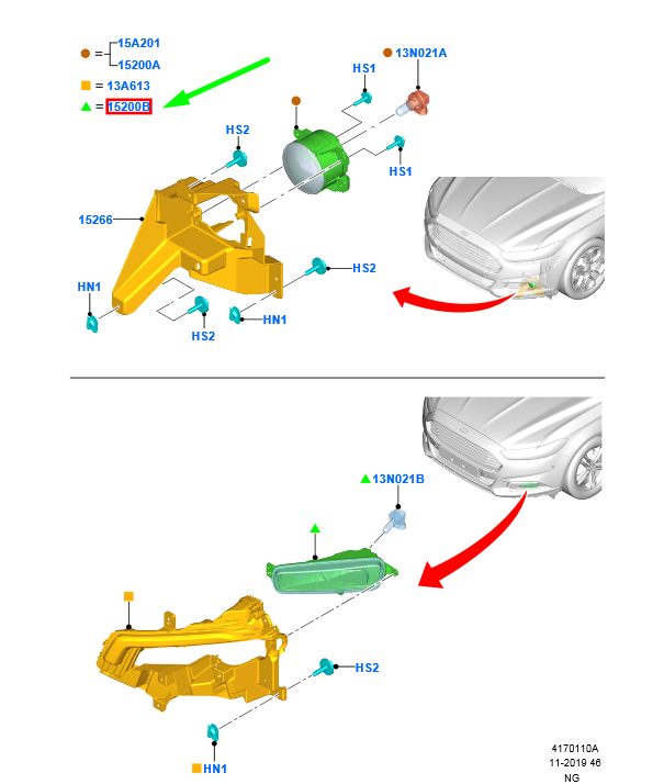 new ford mondeo mk5 front right fog light 1874687 f1eb-15a254-ab original