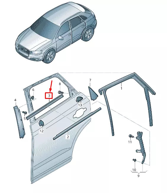 NEW AUDI Q3 8U REAR LEFT INNER WINDOW APERTURE SEAL 8U0839479