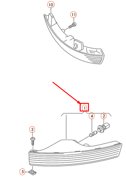 NEW VW PASSAT B6 FRONT RIGHT YELLOW TURN SIGNAL INDICATOR 3C0953042K ORIGINAL