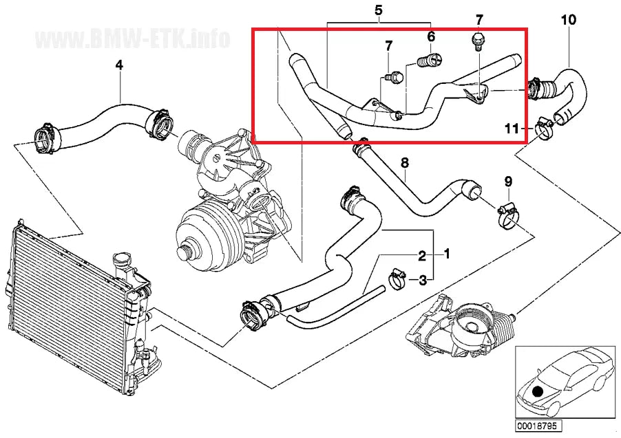 NEW BMW 3 E46 3.0D 150KW COOLING RETURN PIPE 11532247681 ORIGINAL