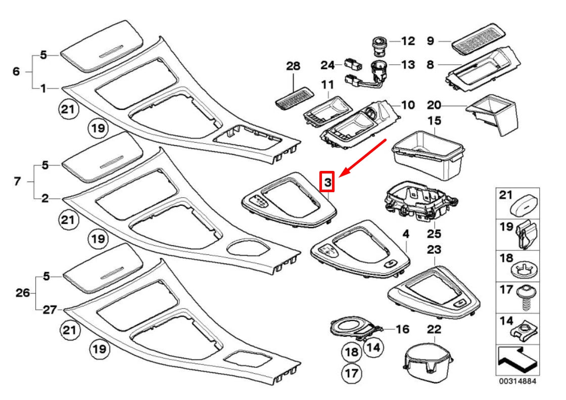 NEW BMW 3 E90 GEAR SHIFTING LEVEL PLASTIC TRIM 7155643 51167155643 ORIGINAL