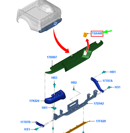 new ford ranger t6 mk3 rear bumper right bezel eb3b-17a817-aa 1934298 original