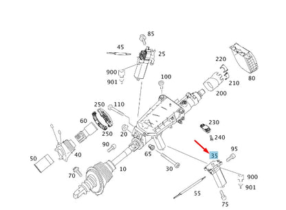 NEW MB S W221 STEERING HEIGHT ADJUSTMENT TRANSMISSION A2214600225 ORIGINAL