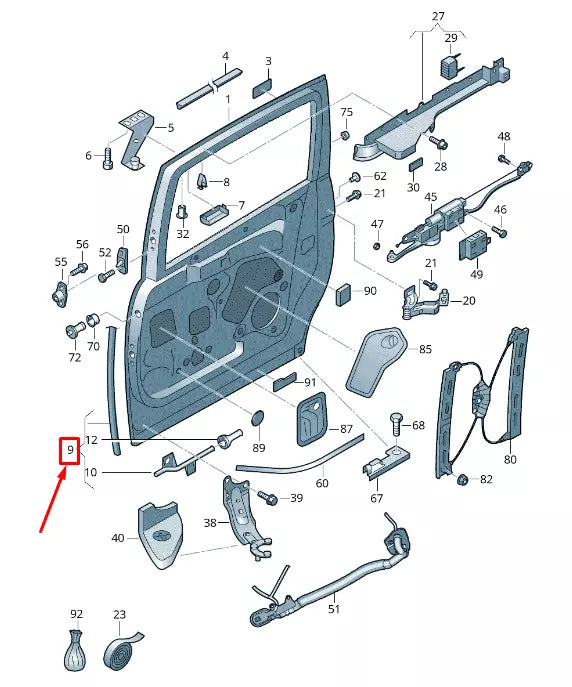 NEW VW SHARAN 7N LEFT SLIDING DOOR SEAL WITH SENSOR 7N0839717AD ORIGINAL
