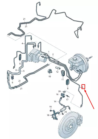 NEW AUDI A8 4N BRAKE PIPE FROM HYDRAULICS TO BRAKE HOSE RHD 4N2614723C