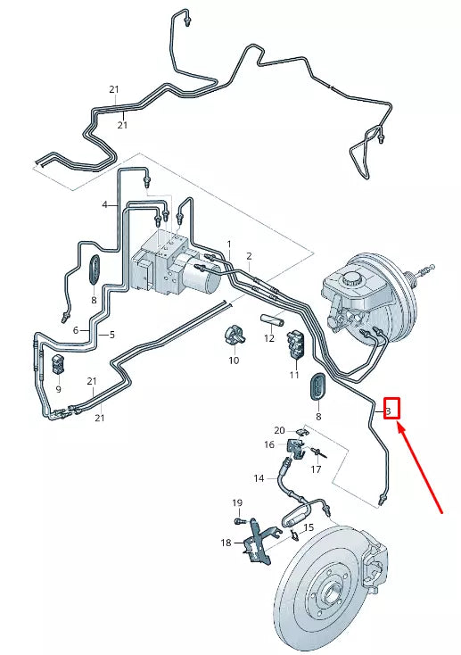 NEW AUDI A8 4N BRAKE PIPE FROM HYDRAULICS TO BRAKE HOSE RHD 4N2614723C